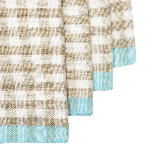 couleur-nature-gingham-serviette-lin-naturel-aqua image 1