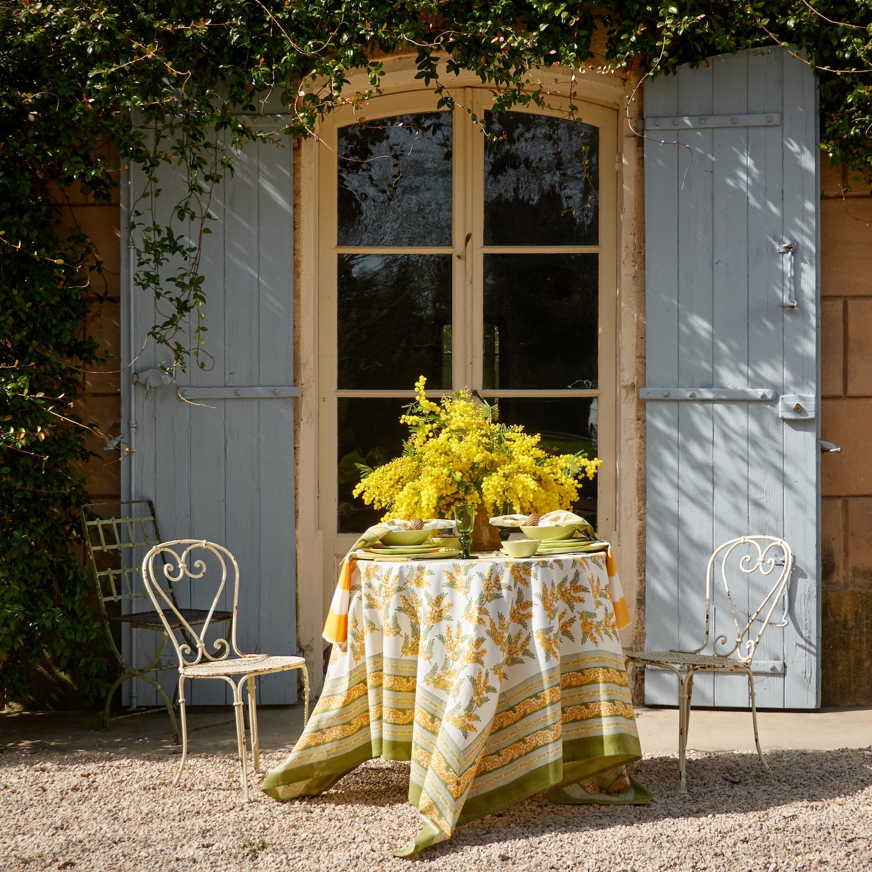 couleur-nature-mimosa-nappe-coton-jaune-vert-71x106 image 1