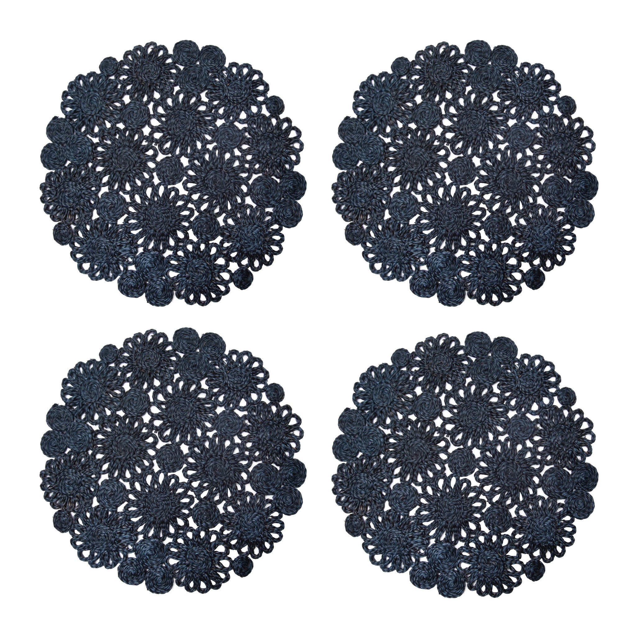 couleur-nature-daisy-jute-set-de-table-rond-bleu-marine-lot-4 image 3