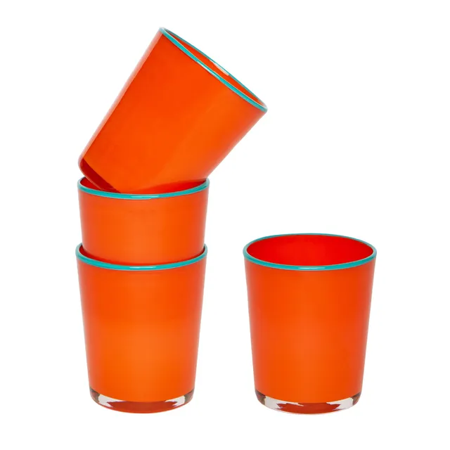couleur-nature-summer-glass-verres-orange-turquoise-15-oz-lot-de-4 image 1
