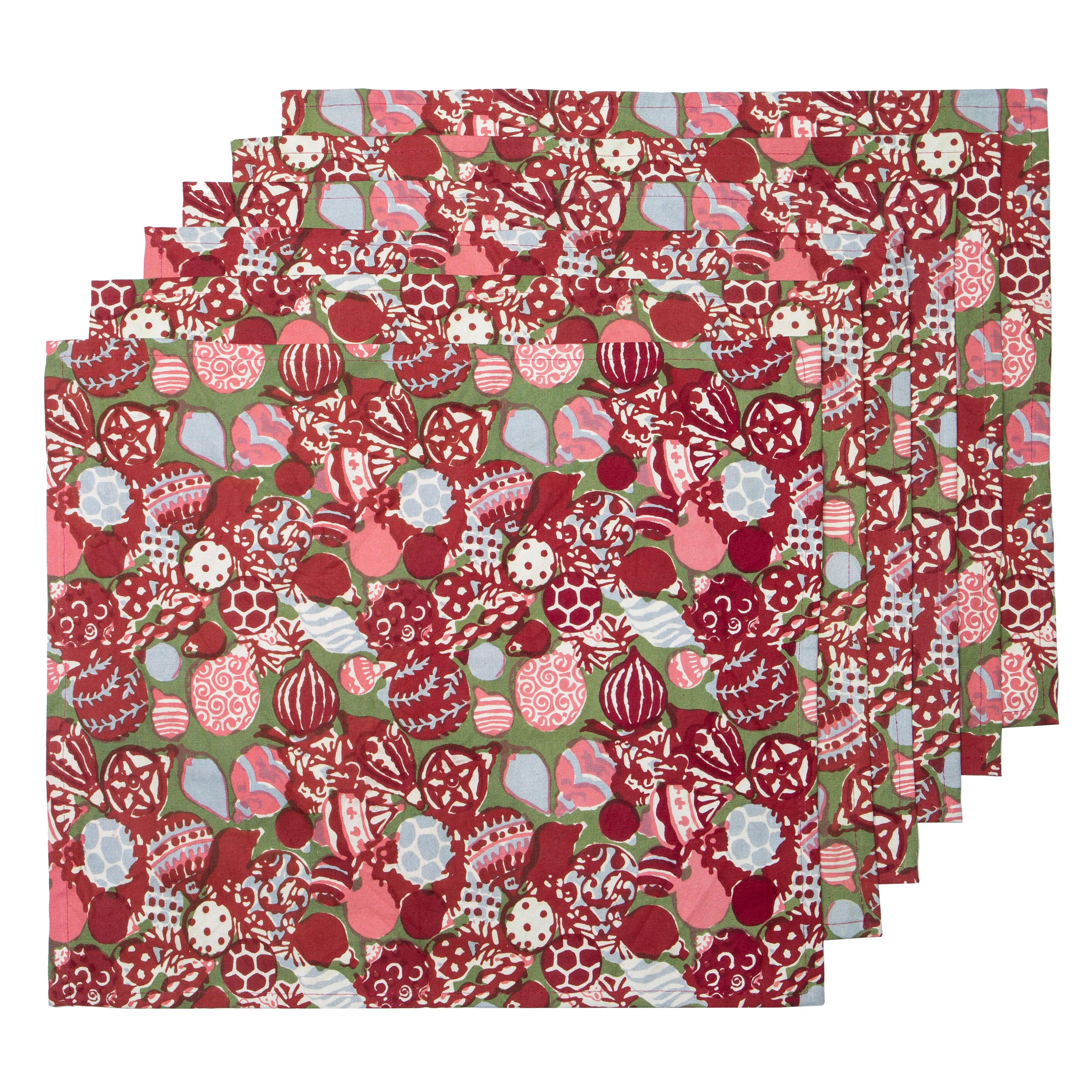 couleur-nature-ornaments-sets-de-table-rouge-vert-lot-6 image 2