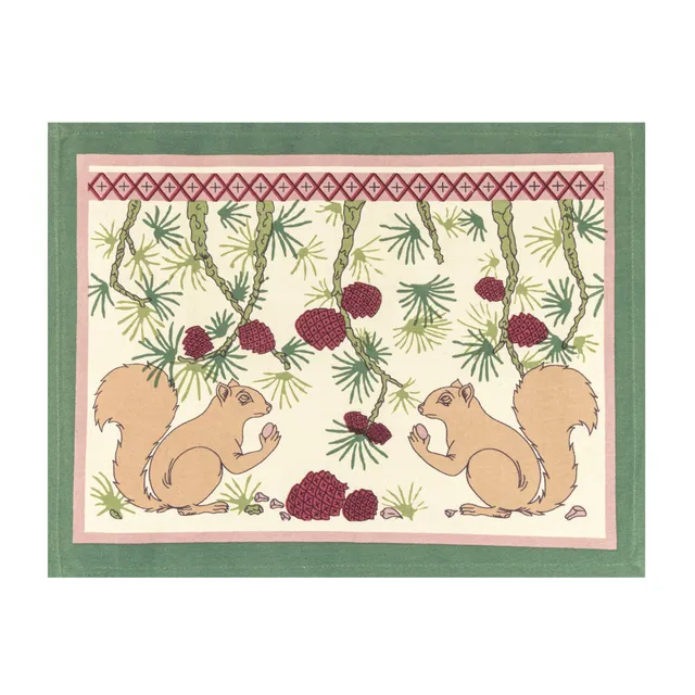 couleur-nature-squirrel-pinecone-sets-de-table-rouge-lot-6-lin image 1