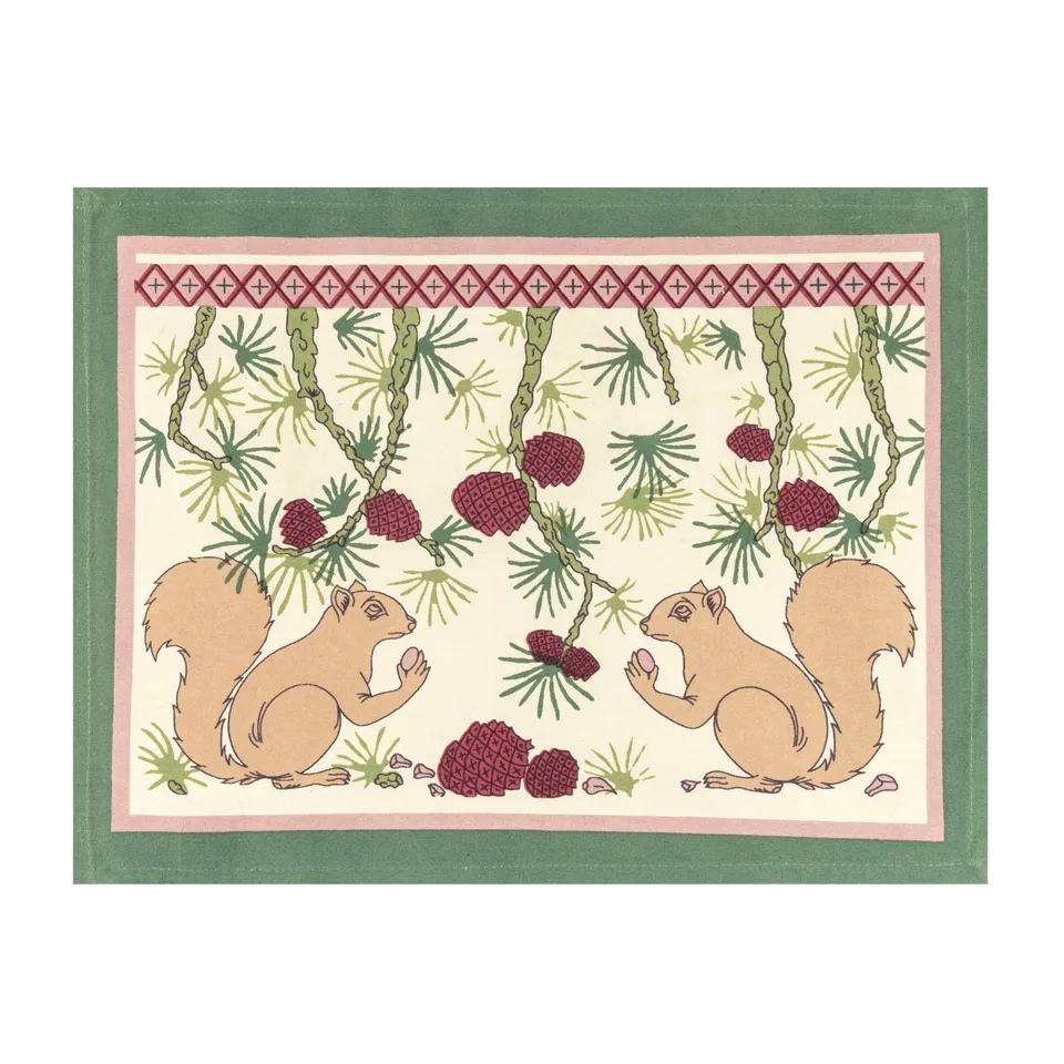 couleur-nature-squirrel-pinecone-sets-de-table-rouge-lot-6-lin image 1