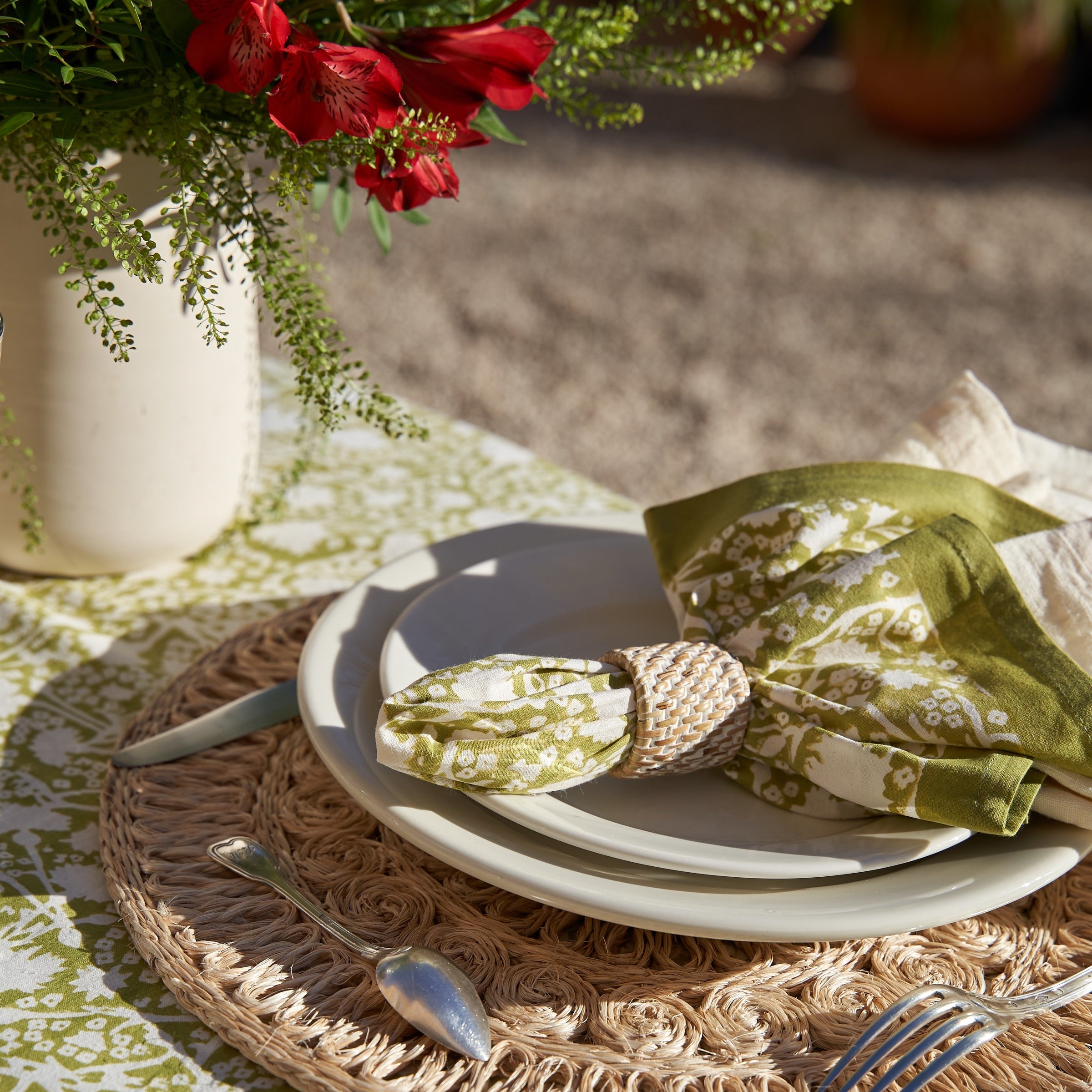 couleur-nature-meadows-serviettes-table-coton-lot-6-vert image 3