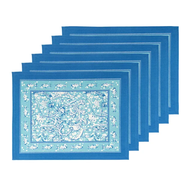 couleur-nature-la-mer-aqua-sets-de-table-coton-lot-de-6 image 1