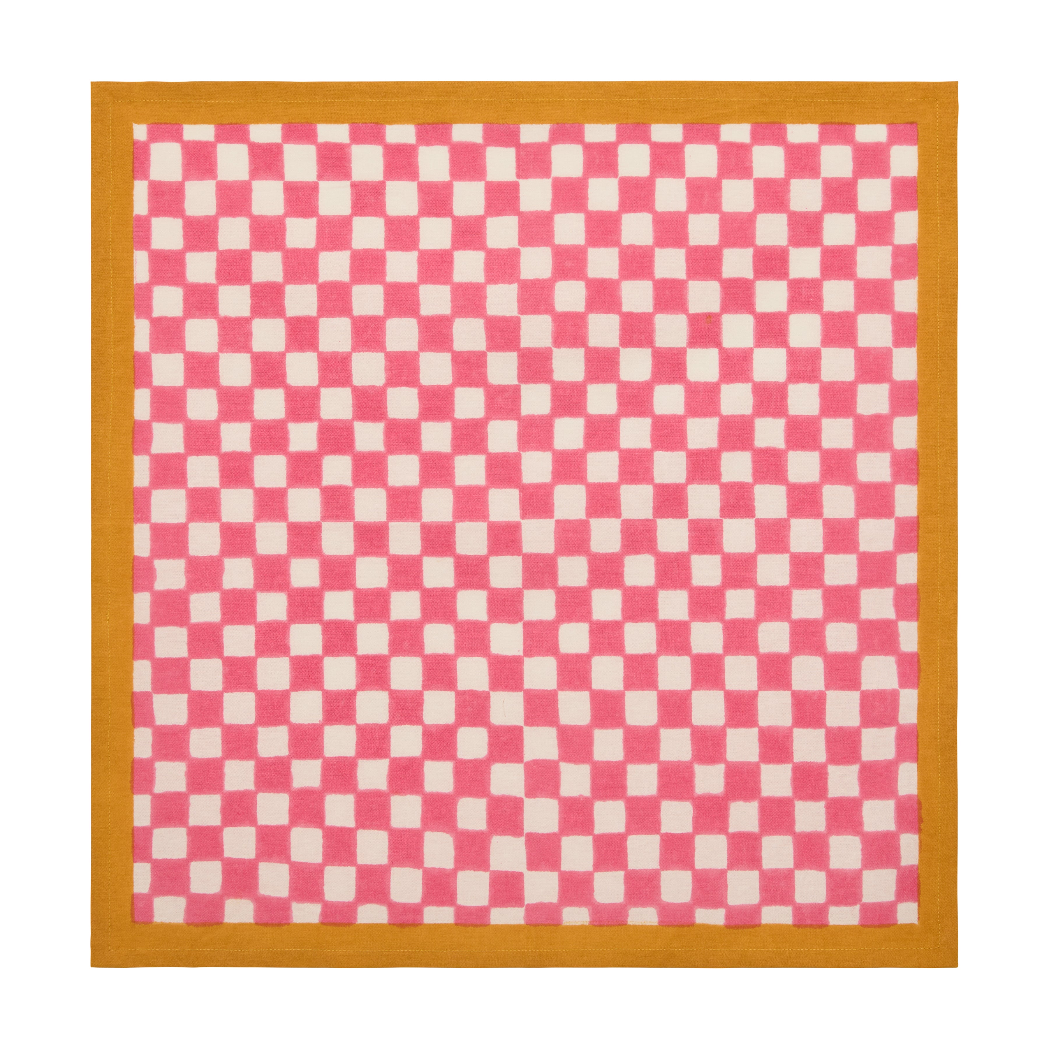 couleur-nature-gingham-serviettes-coton-rose-moutarde-lot-4 image 6