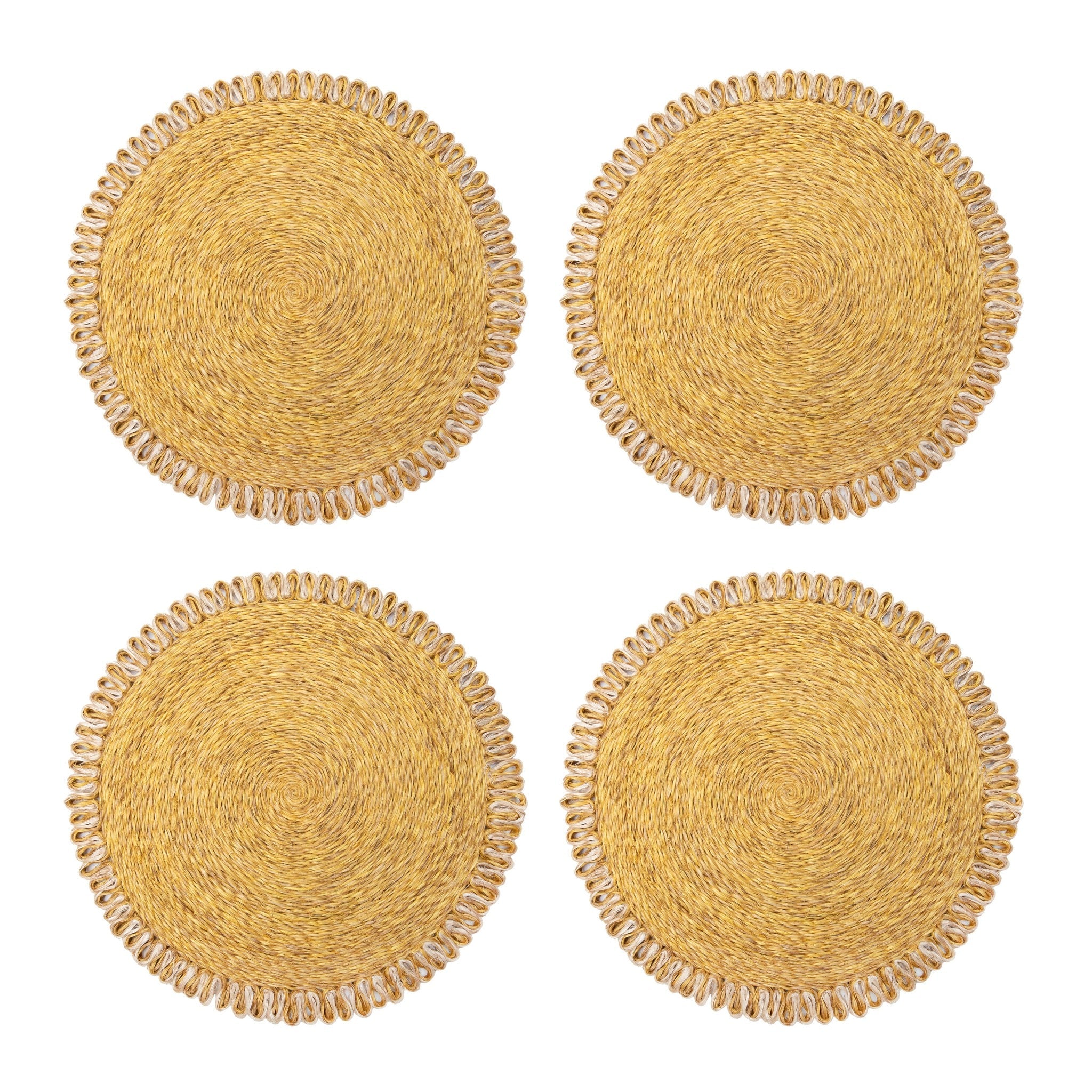 couleur-nature-loopy-abaca-set-de-table-rond-moutarde-lot-de-4 image 3