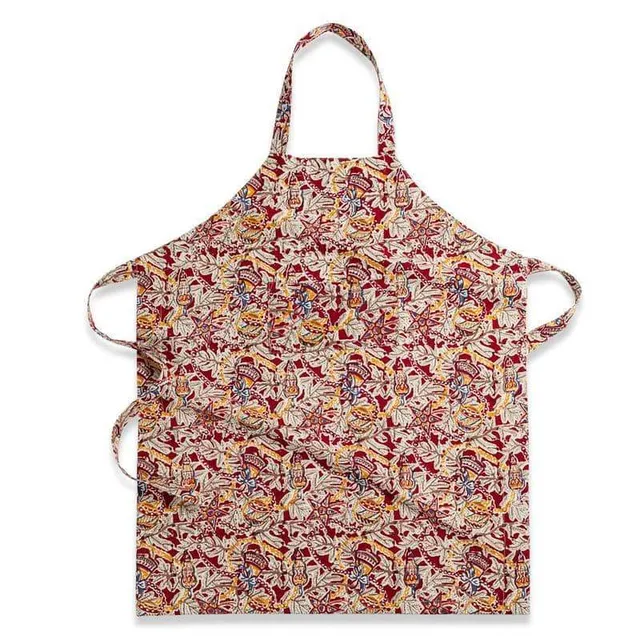 couleur-nature-noel-tablier-cuisine-rouge-coton-poche image 1