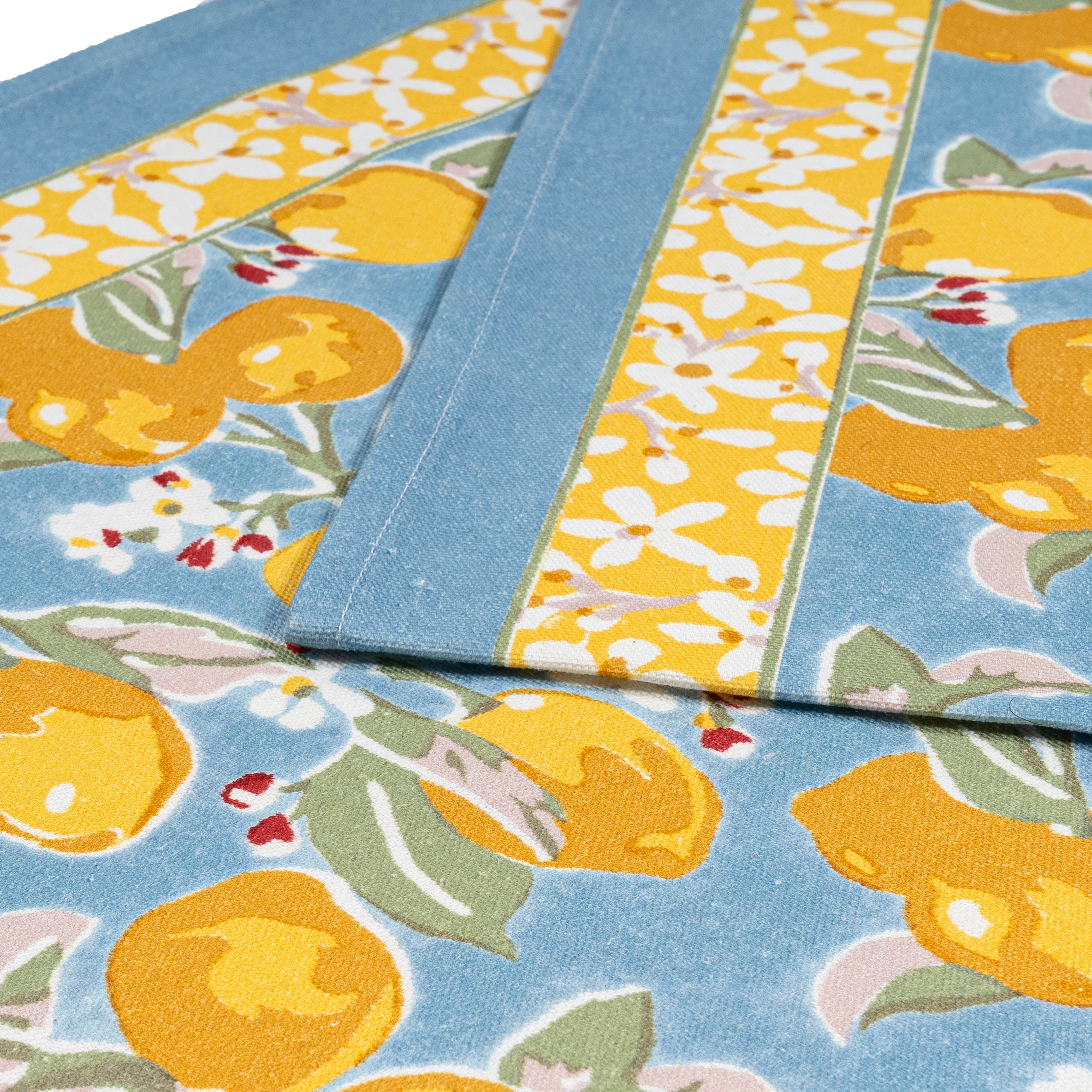couleur-nature-citron-chemin-de-table-coton-bleu-jaune-16x72 image 5