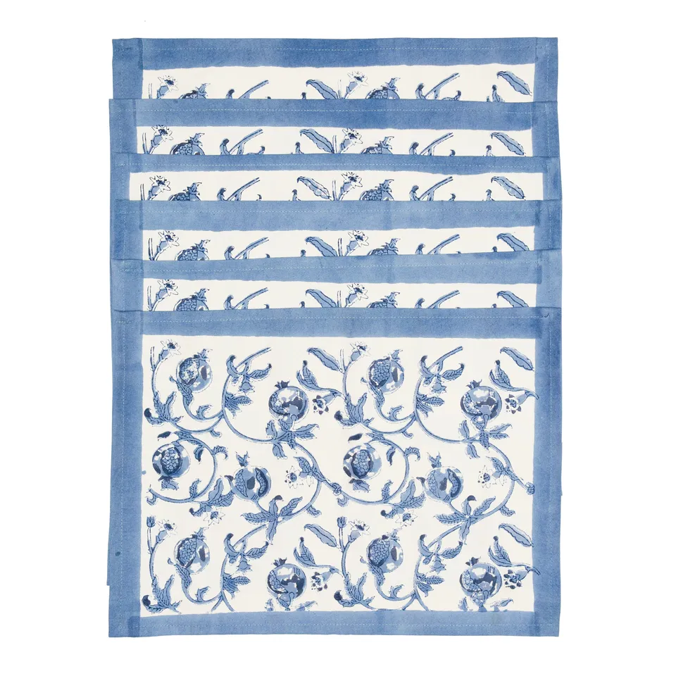 couleur-nature-granada-sets-table-bleu-bleuet-lot-6-coton image 1