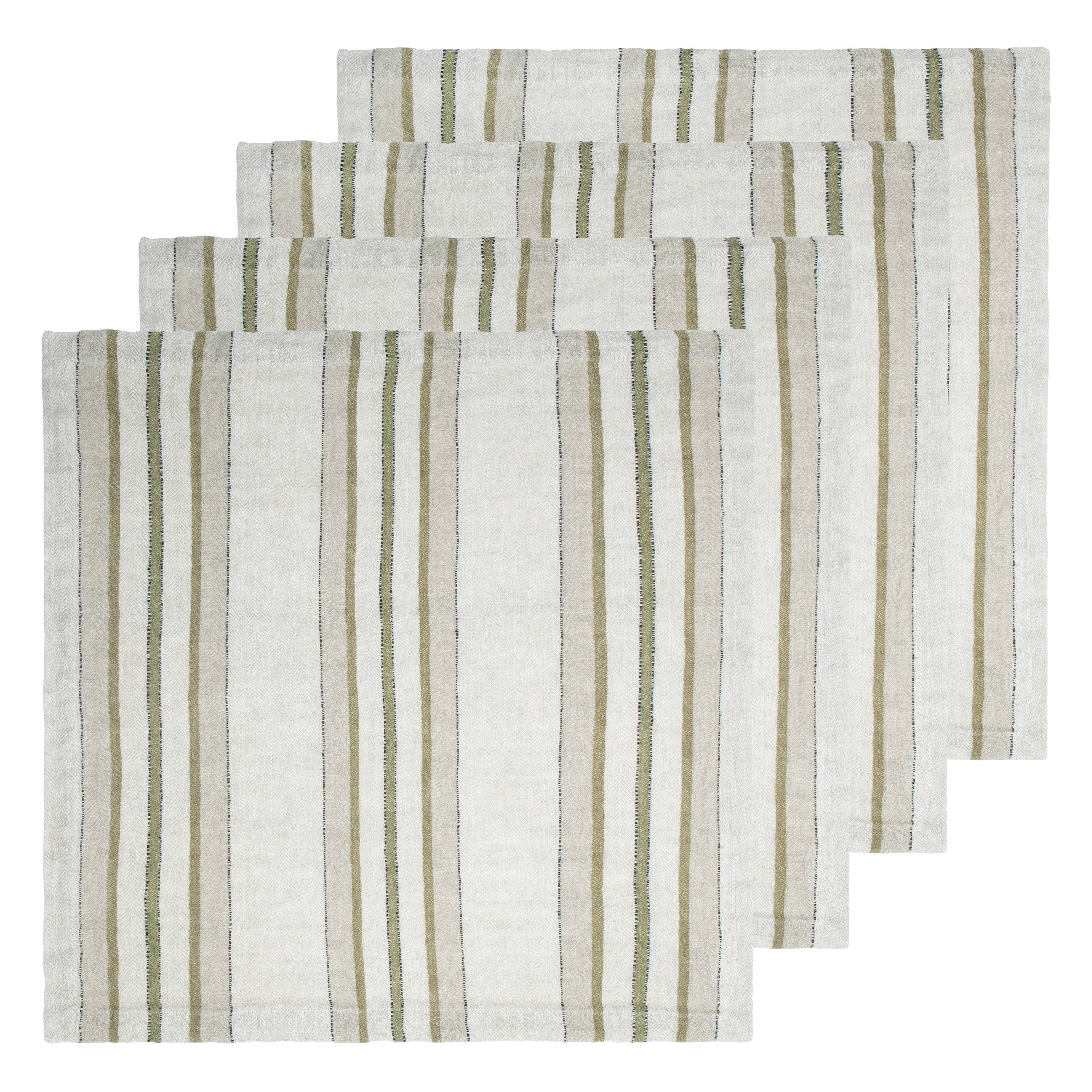 couleur-nature-antwerp-trio-stripe-serviettes-lin-olive-lot-4 image 1