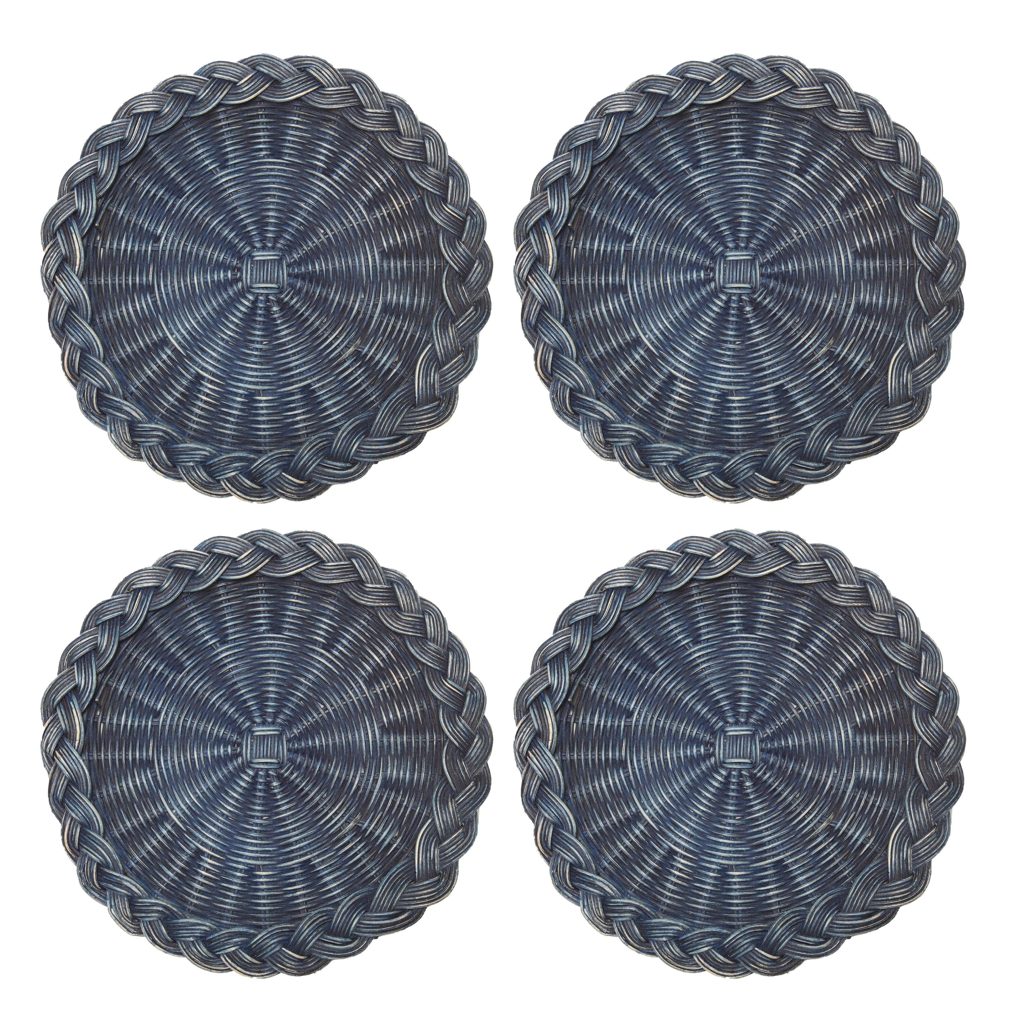 couleur-nature-braided-weave-sets-de-table-raphia-bleu-lot-5-ronds image 3