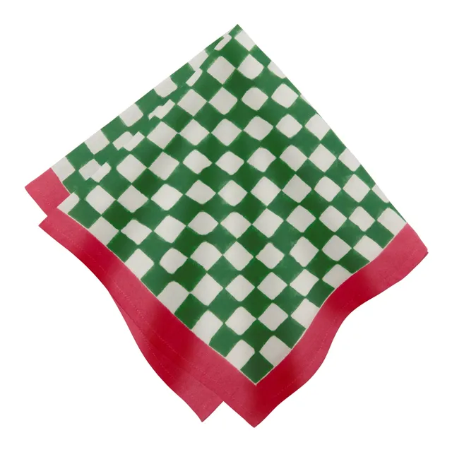 couleur-nature-gingham-serviette-tissu-lot-de-4-verte image 1