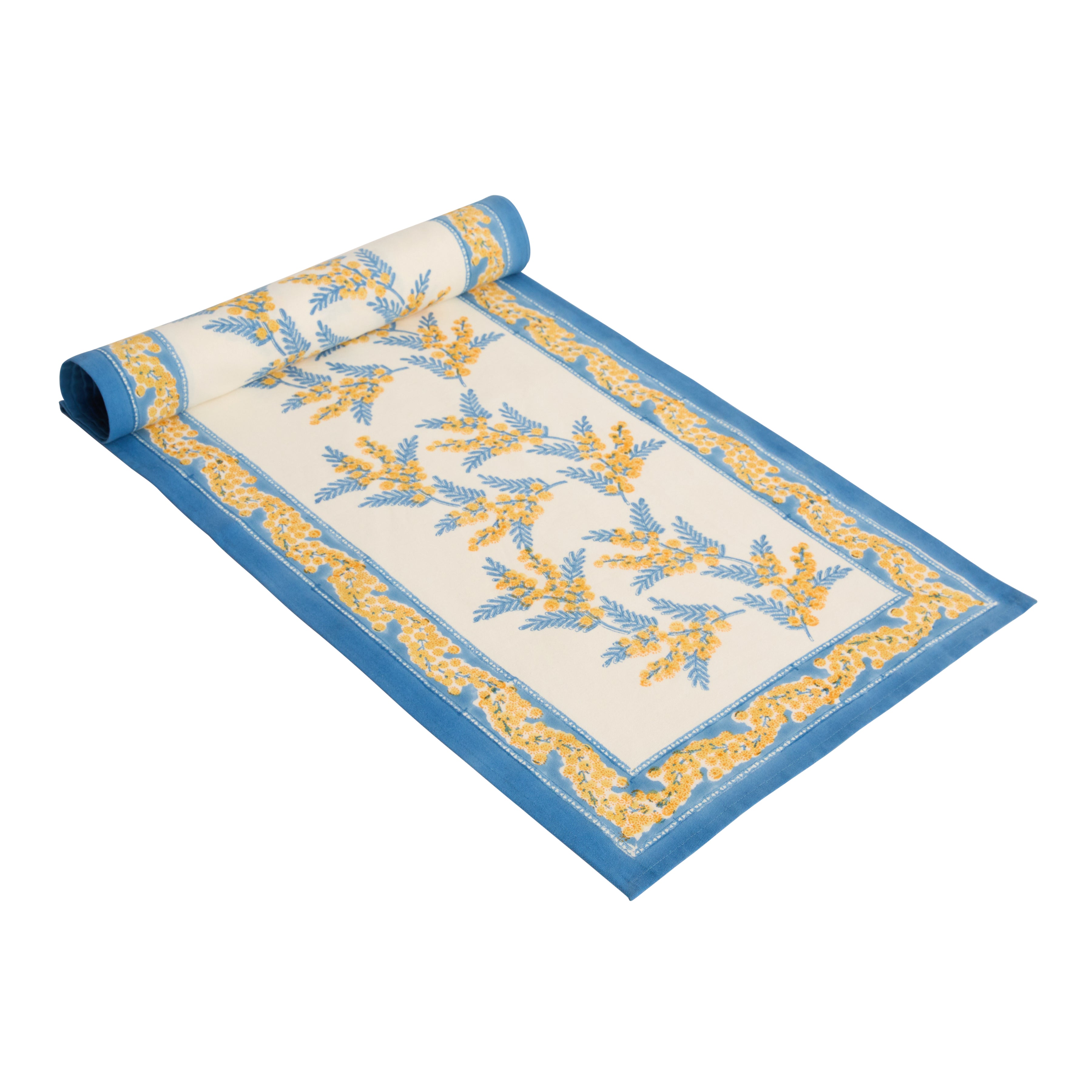couleur-nature-mimosa-chemin-de-table-bleu-jaune-16x72 image 1