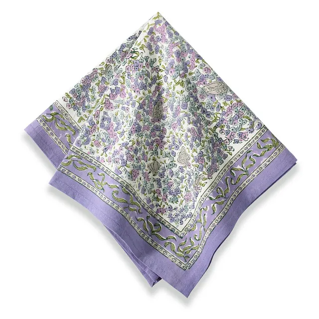 couleur-nature-lavender-serviettes-coton-lot-6-imprim-floral image 1