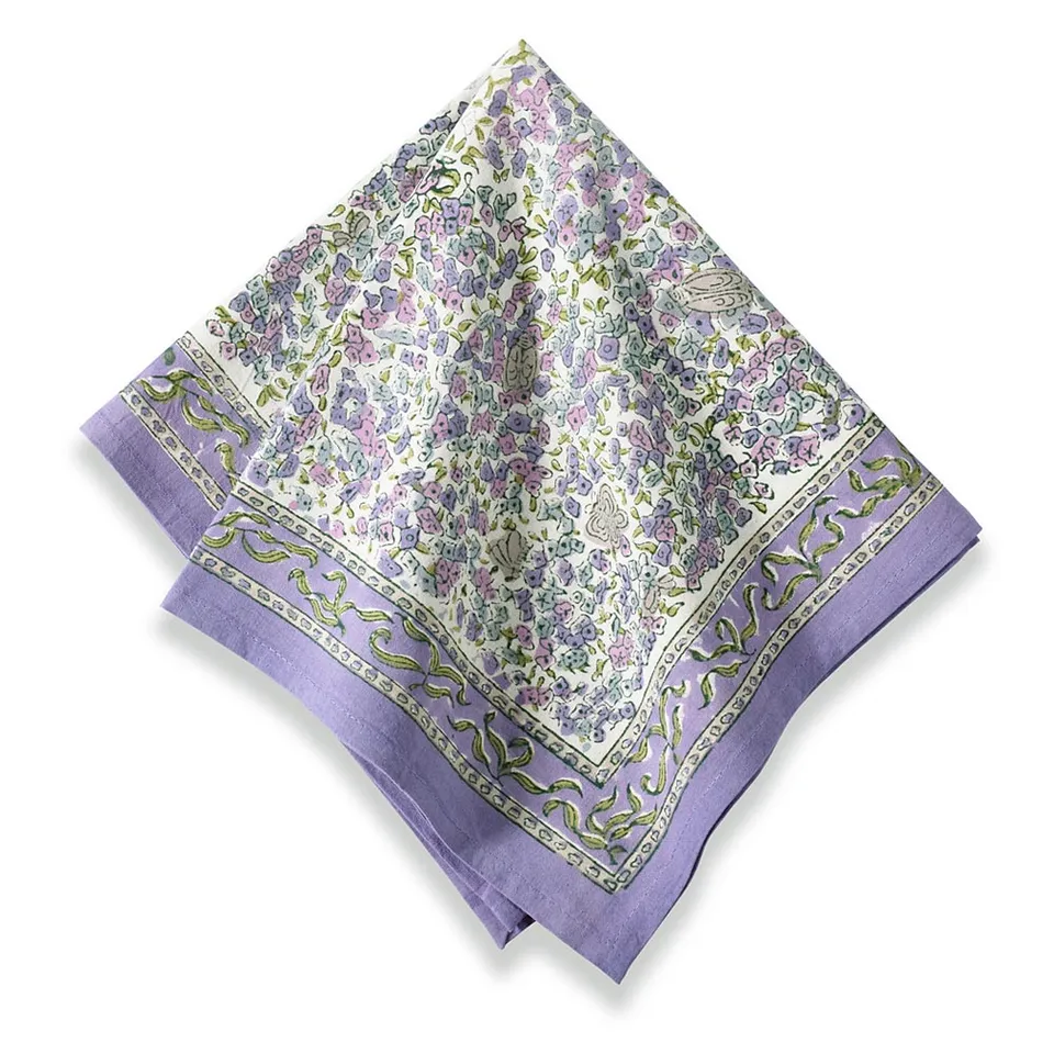 couleur-nature-lavender-serviettes-coton-lot-6-imprim-floral image 1