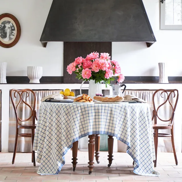 couleur-nature-windowpane-nappe-fran-aise-bleu-naturel-coton image 1