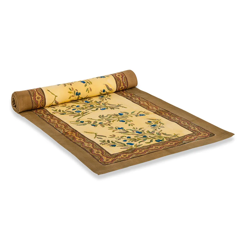 couleur-nature-olive-tree-chemin-de-table-coton-16x72-beige image 1