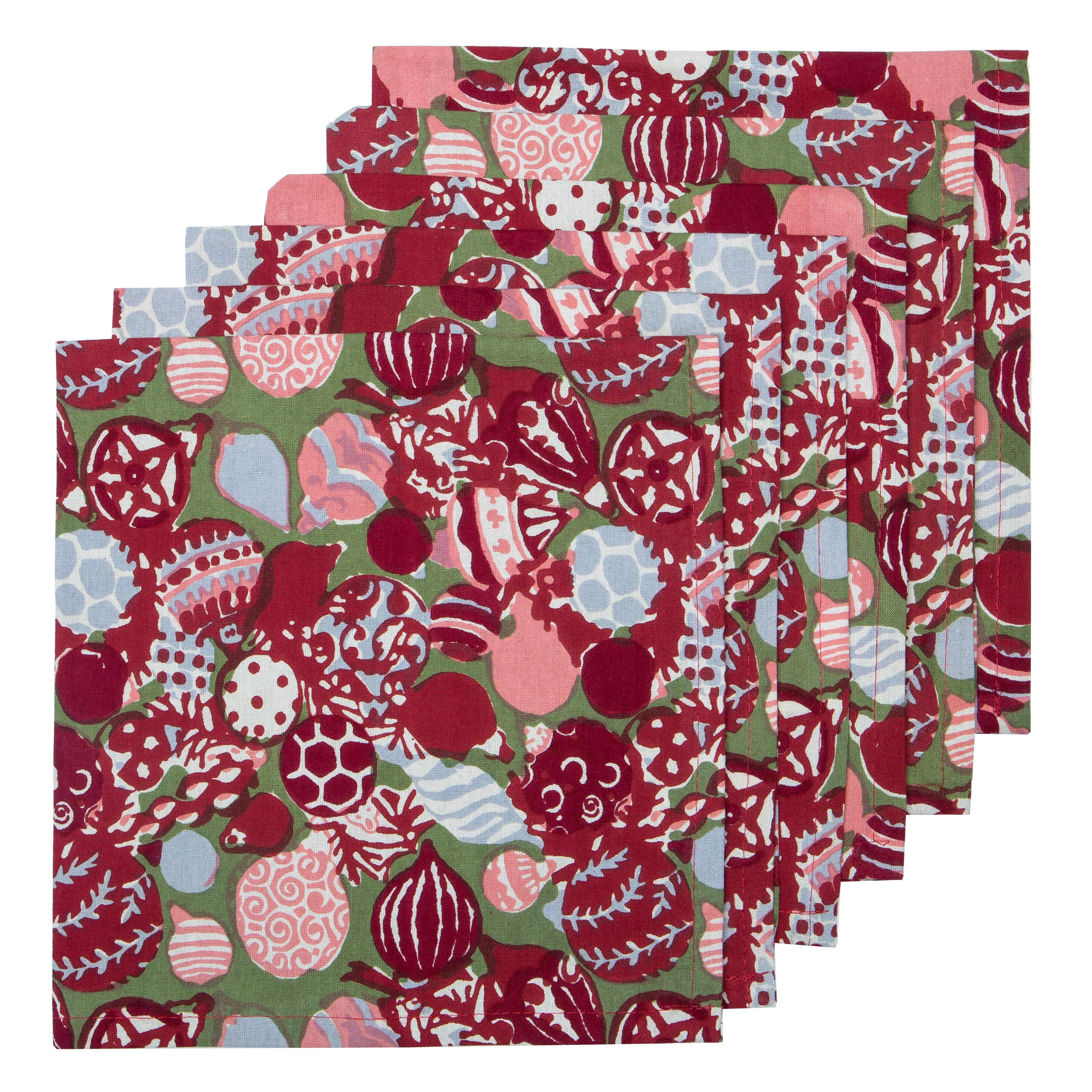 couleur-nature-ornaments-serviettes-no-l-rouge-vert-lot-6 image 2