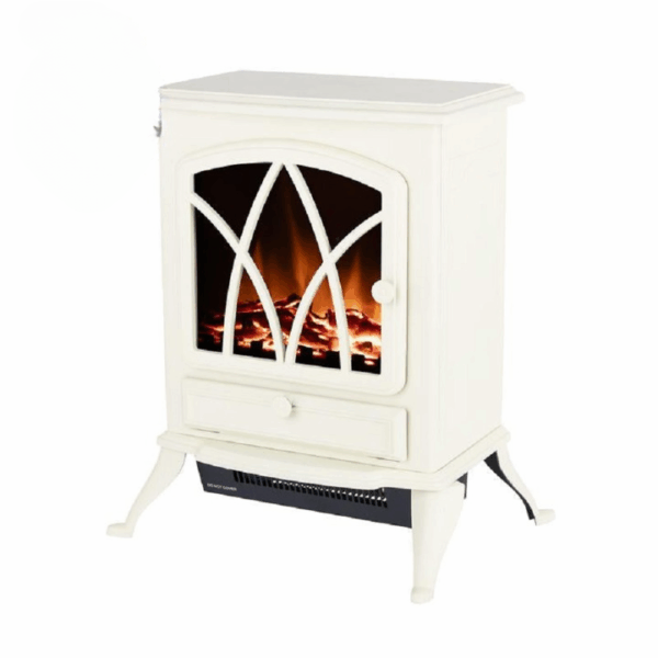 cocette Log Effect Stove Heater with Thermostat – Cream, Cozy Home Heating