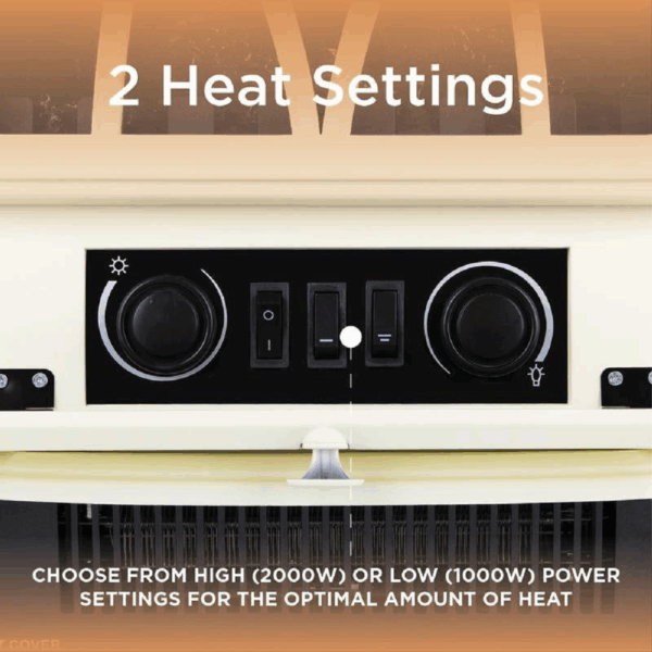 cocette Log Effect Stove Heater with Thermostat – Cream, Cozy Home Heating - Image 5